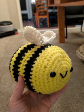 Handmade Yellow & Black Crochet Bee Plush - Home Art Fiber Arts
